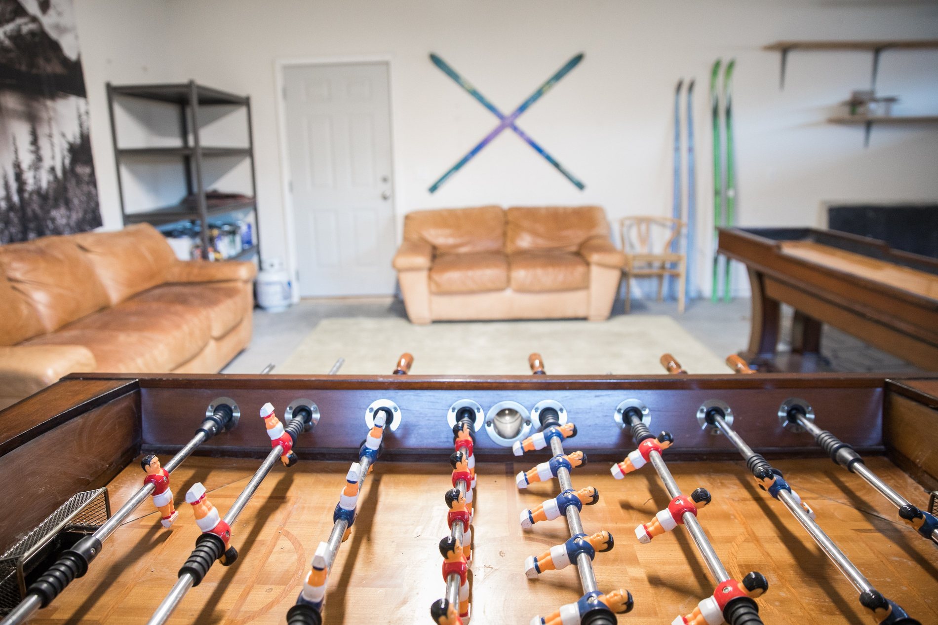 Games in the garage recreation room